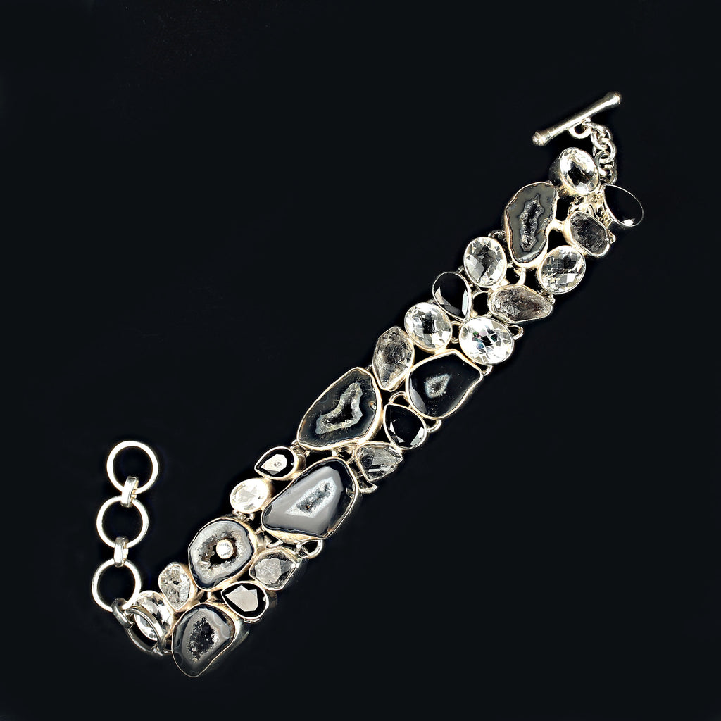 Elegant Black and White Gemstone Bracelet