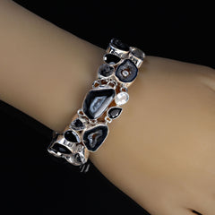 Elegant Black and White Gemstone Bracelet