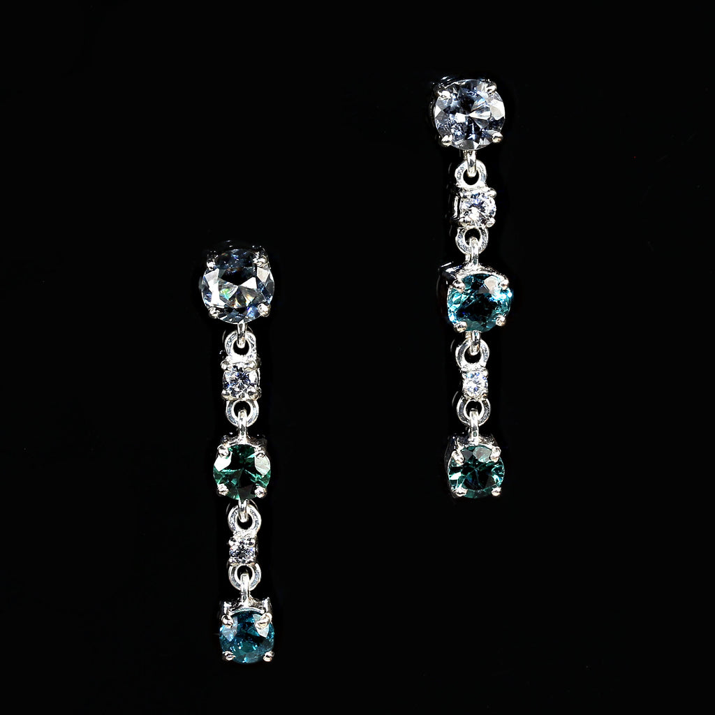 Blue Tourmaline and Sterling Silver Drop Earrings