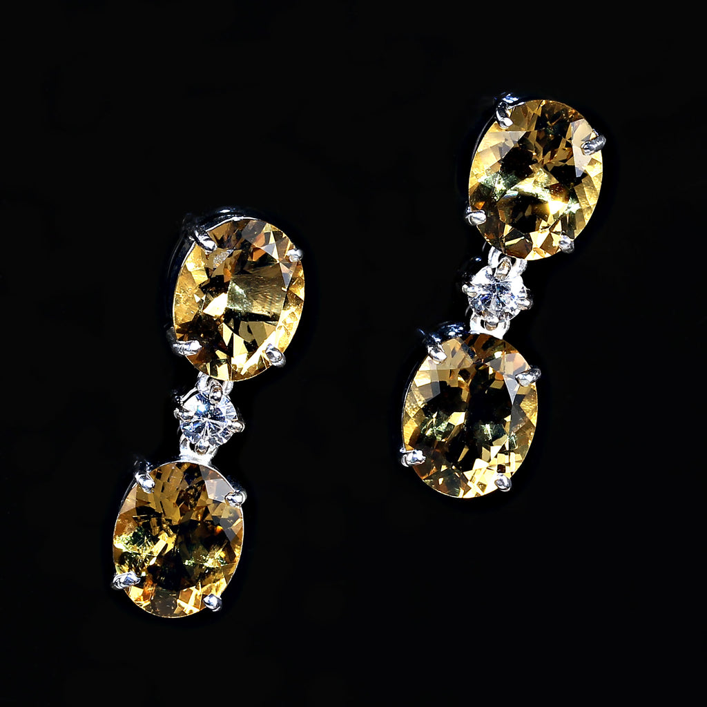 Beautiful Beryl Drop Earrings in Sterling Silver with Gold Rhodium