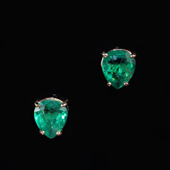 Awesomely Elegant Emerald Earrings in 18K Yellow Gold