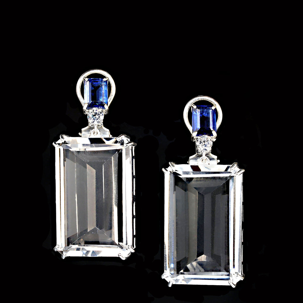 Contemporary and Elegant Crystal and Kyanite Dangle Earrings