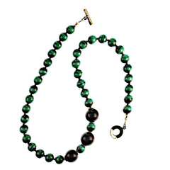 Magnificent Malachite necklace accented with Spinel and Onyx
