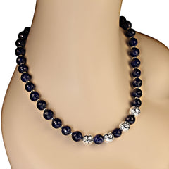 Stunning 21 Inch Blue Sapphire necklace with Silver accents