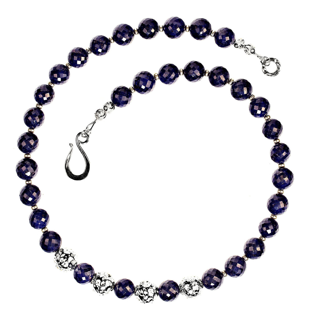 Stunning 21 Inch Blue Sapphire necklace with Silver accents