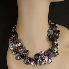 Iridescent Peacock Pearl Petals necklace 17 Inches