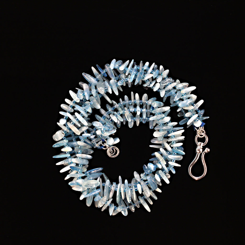 17 Inches Elegant Aquamarine Three strand necklace