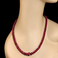 18 Inch Natural Opaque Graduated Ruby Necklace