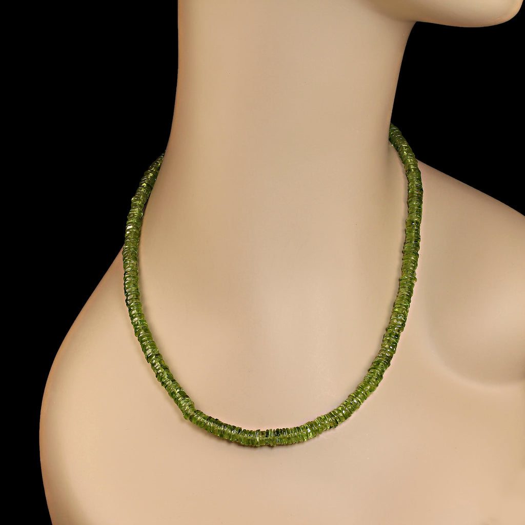 16 Inch Polished Peridot Rondelles Choker necklace