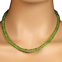 16 Inch Polished Peridot Rondelles Choker necklace
