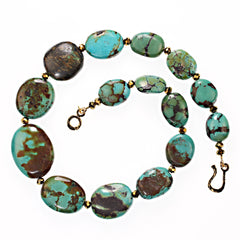 20 Inch Flat Oval Turquoise Nugget Necklace