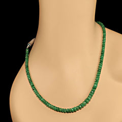 Elegant Emerald necklace 15 inches of graduated gemstones