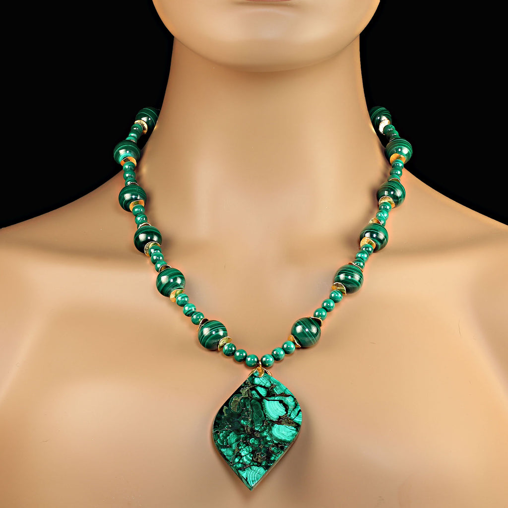 Marvelous Malachite 22 inch  necklace with Free form pendant