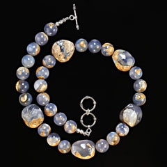 19 Inch Blue Chalcedony with Skin necklace