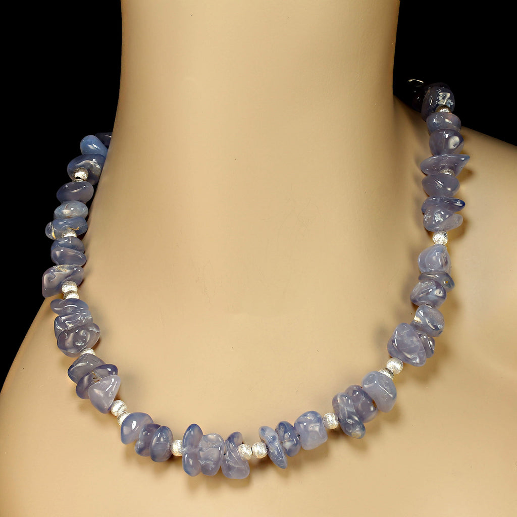 24 Inch Blue Chalcedony Highly Polished Nugget necklace