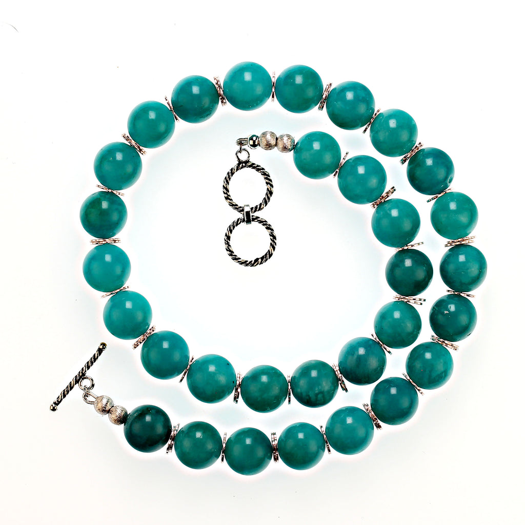 Gorgeous glowing green 20 inch Amazonite necklace