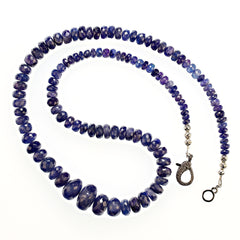 Terrific Tanzanite necklace in 23 inch purple/blue graduated faceted rondelles