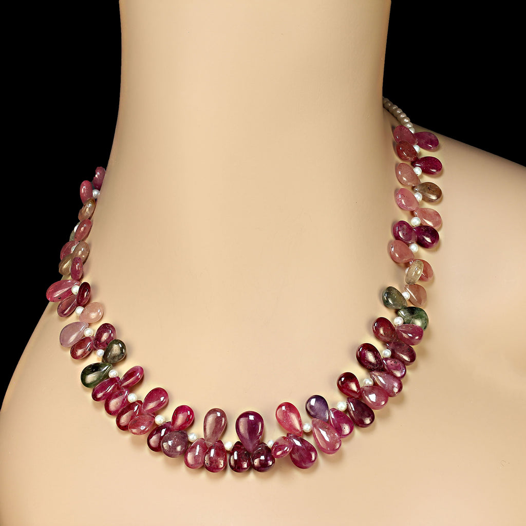 18 Inch Highly Polished Multi color Graduated Briolette Sapphire Necklace