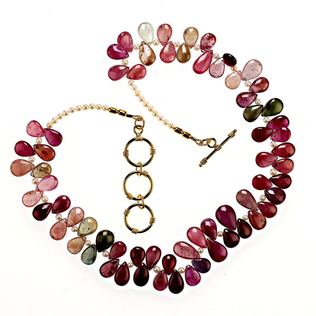 18 Inch Highly Polished Multi color Graduated Briolette Sapphire Necklace