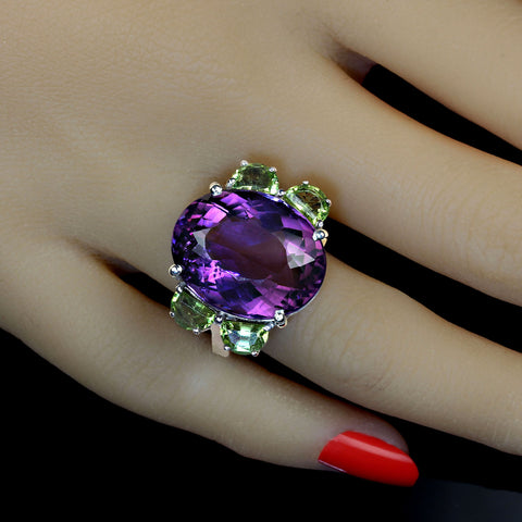 Awesome Amethyst and Peridot Dinner Ring