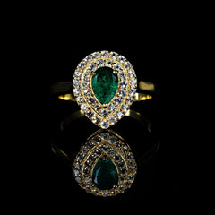 Elegant Emerald and White Sapphire Ring