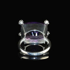 Contemporary scintillating Amethyst and White Zircon Ring