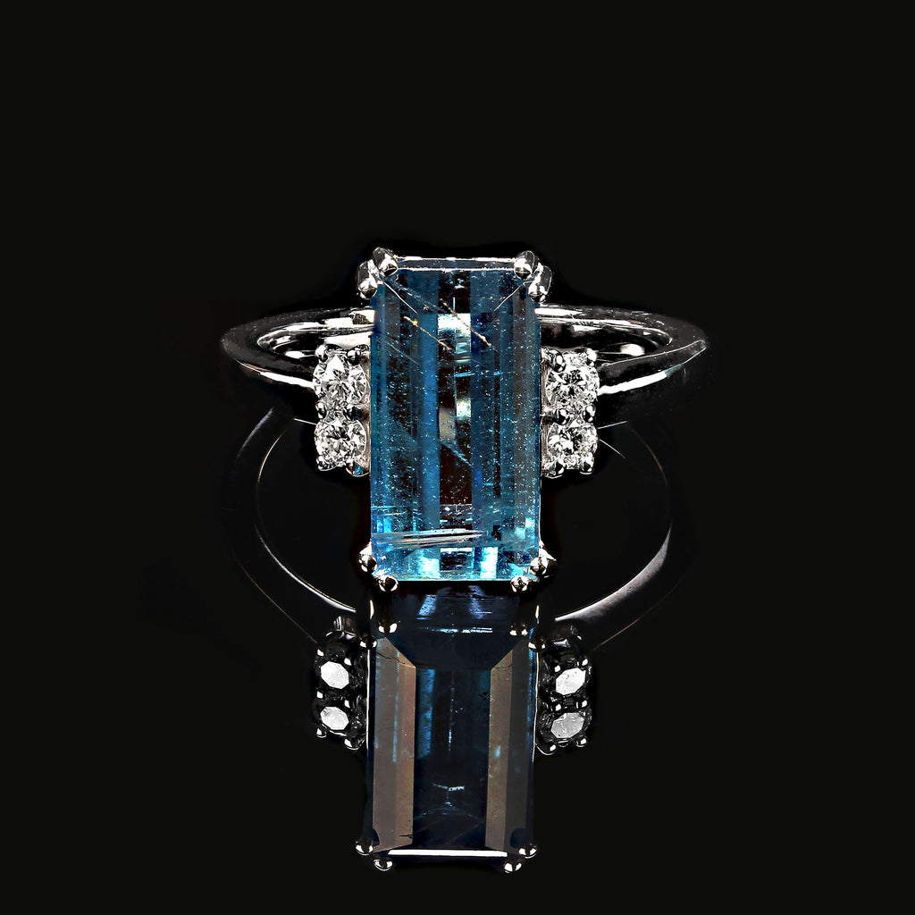 Unique Blue Tourmaline Accented with sparkling white Sapphires