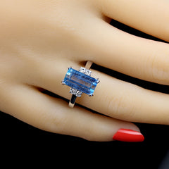 Unique Blue Tourmaline Accented with sparkling white Sapphires