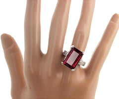 Huge 14 Carat Pinky-Red Tourmaline Sterling Silver Ring