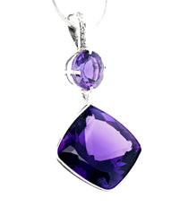54.82 Carats of Amethyst and Diamond Sterling Silver Pendant