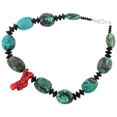 Chinese Turquoise and Red Coral Necklace