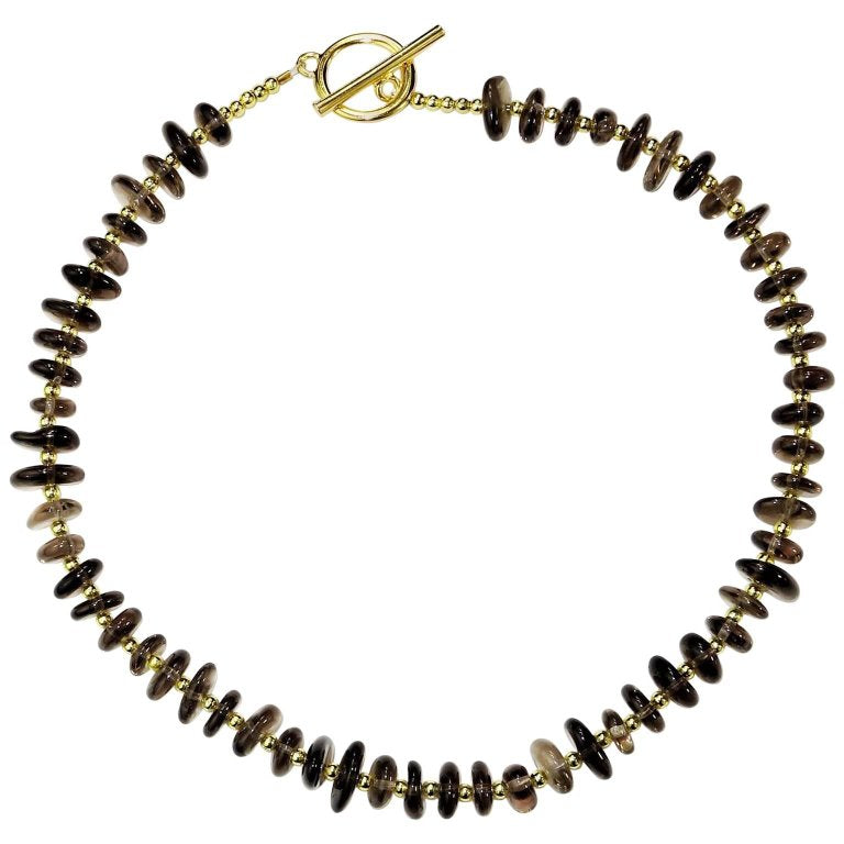 16 Inch Smoky Quartz Necklace with goldy accents