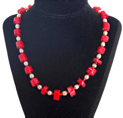 Unique Coral and Pearl Necklace
