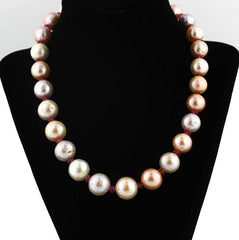 Splendid Peach Pearls and Pink Tourmaline Gemstones Necklace