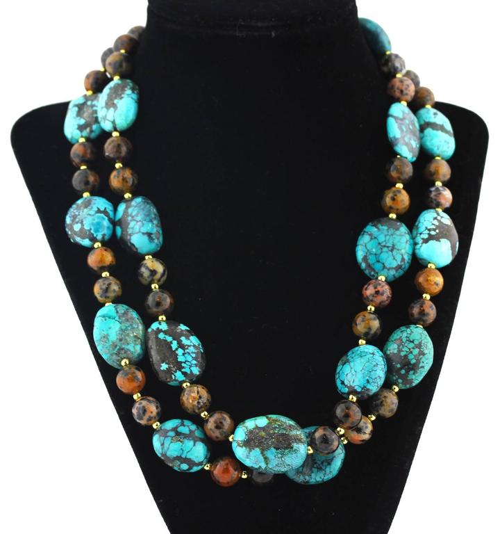 Natural Turquoise and Natural Jasper Necklace