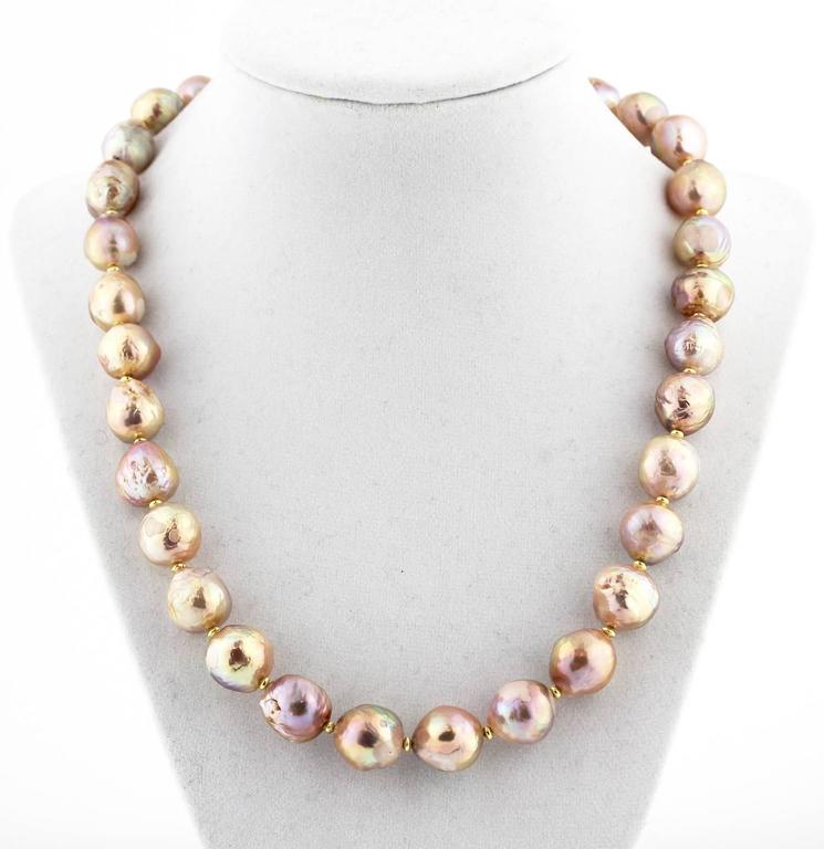 Pink gold glowing natural Pearl Necklace