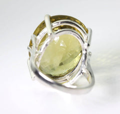 Glittering Lemon Quartz Silver Ring