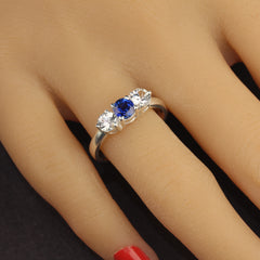 Sparkling Classic Blue and White Sapphire Ring