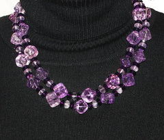Glittering Amethysts and Rose of France Necklace