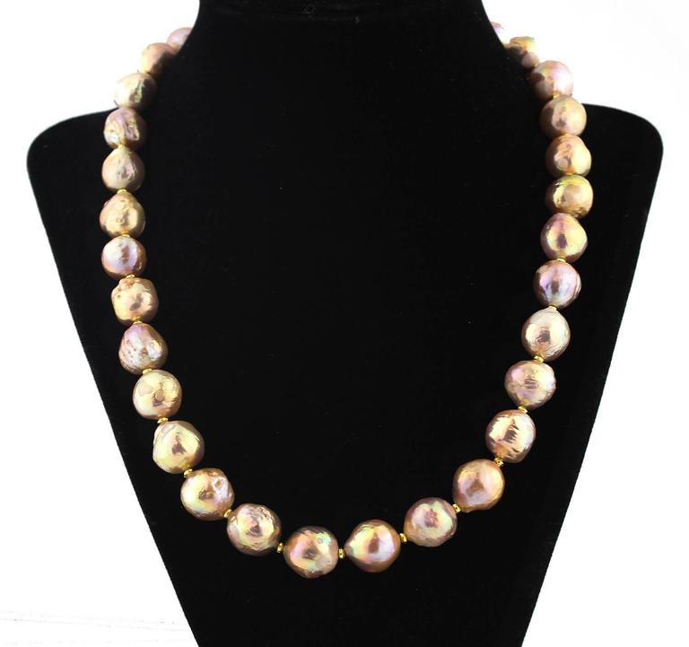 Pink gold glowing natural Pearl Necklace