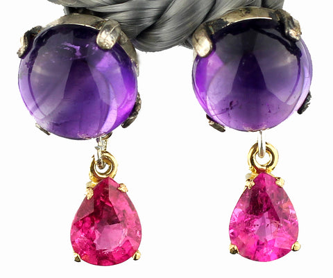 Amethyst & Pink Tourmaline Earrings