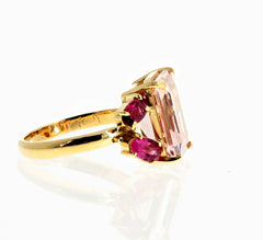 Morganite and Pink Tourmaline 18K Yellow Gold Ring