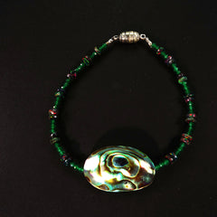 Bracelet of Paua Shell, Black Opal, and Green Quartz