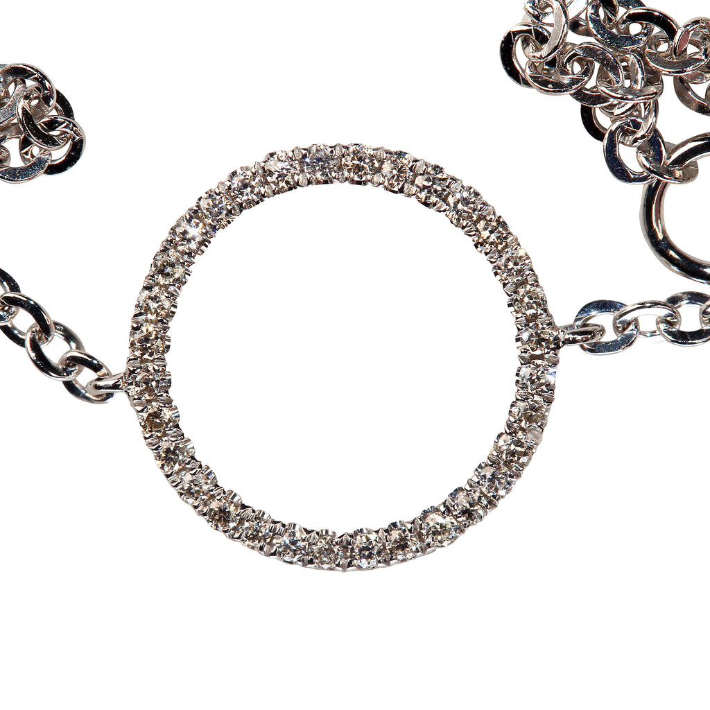 Delightful Delicate 14K White Gold Bracelet with Diamond Circle