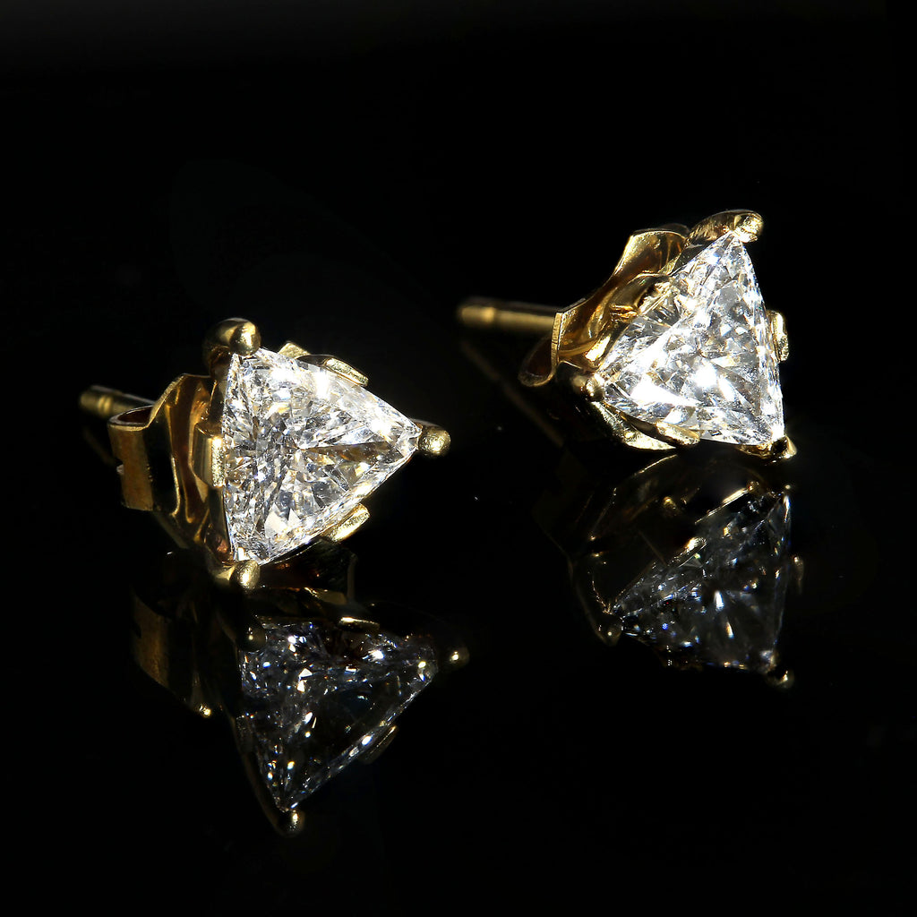 1.25 Carat Glittering Trillion Diamond Stud Earrings
