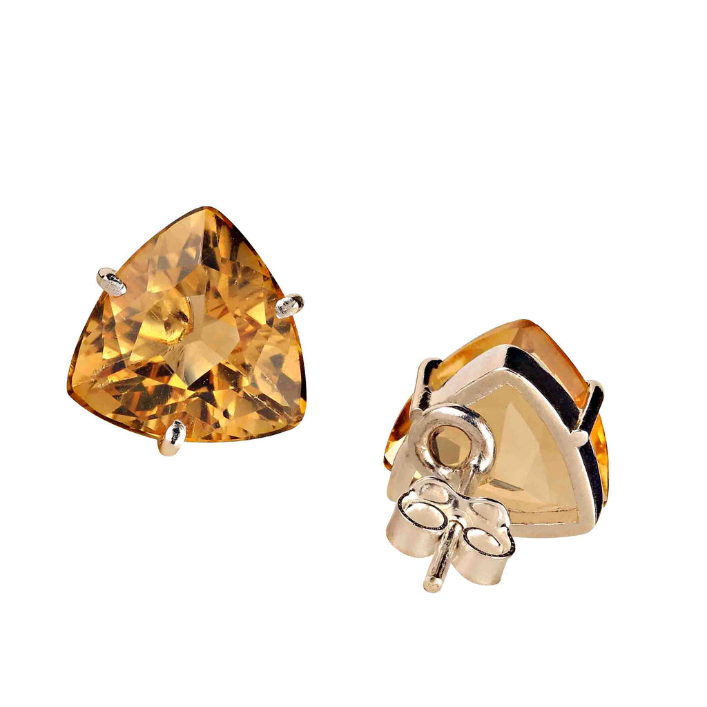 Elegant 6.8CT Trillion Citrine and Sterling Silver Earrings
