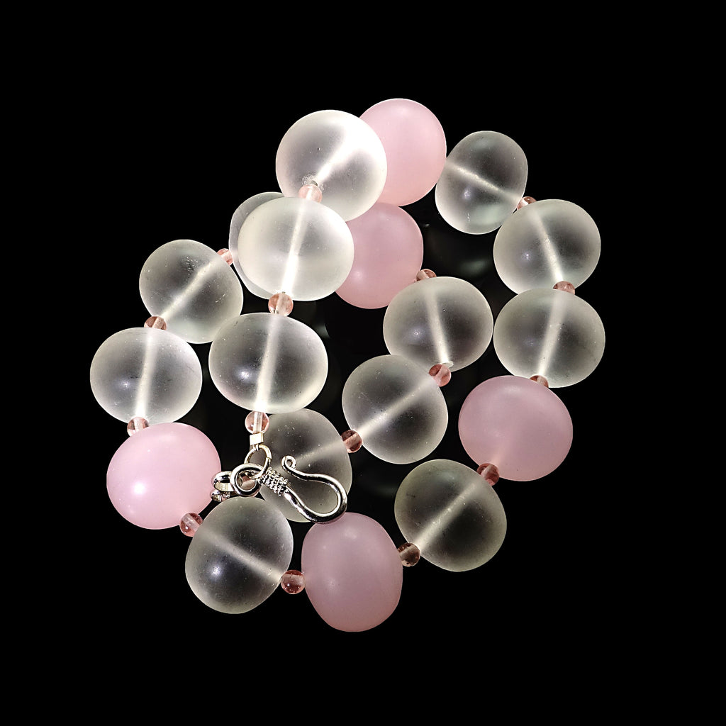 18 Inch Quartz Crystal and Rose Quartz Chunky Necklace