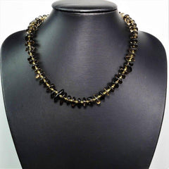 16 Inch Smoky Quartz Necklace with goldy accents