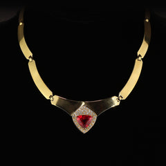 Statement Gold Collar with Rubelite and Diamonds