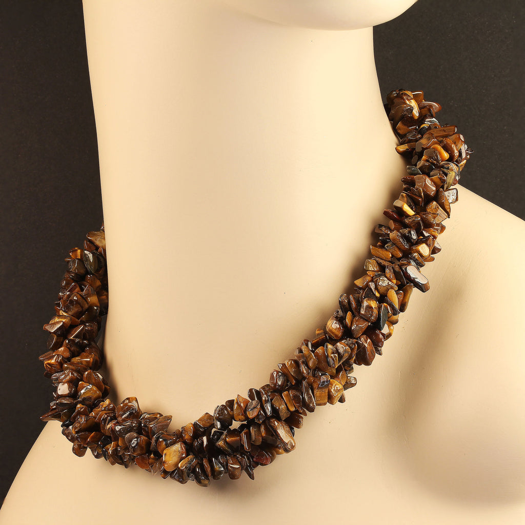 Two 36 Inch Infinity Chatoyant Tiger's Eye Necklaces